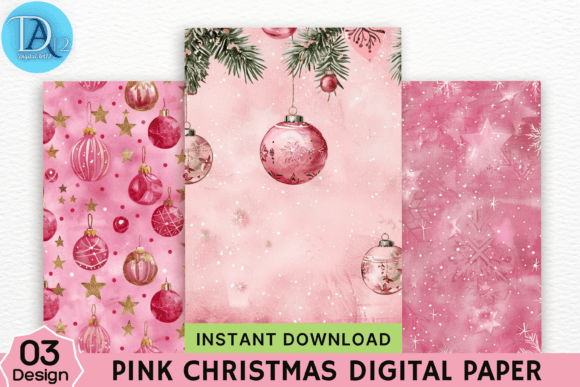 Download Pink Christmas Digital Paper - Paper Collection