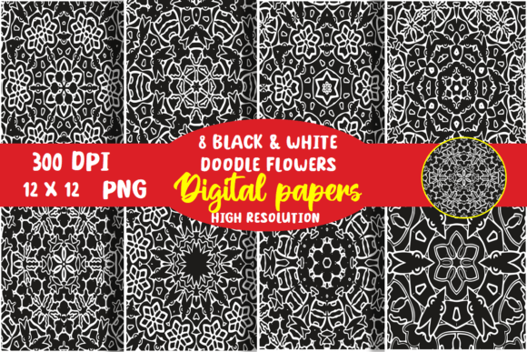 Download Black and White Doodle Digital Paper - Premium Resources