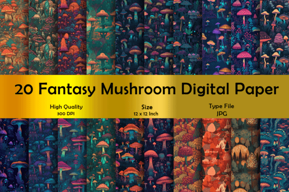 Download Mushroom Digital Paper Bundle - Paper Collection