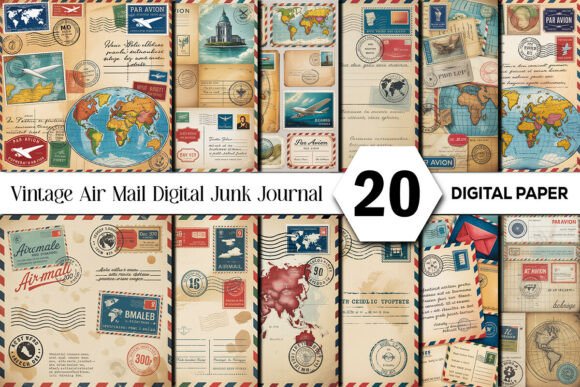 Download Vintage Air Mail Junk Journal Papers - Paper Collection