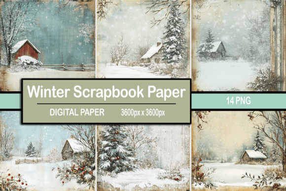 Download Vintage Winter Scrapbook Paper - Paper Collection