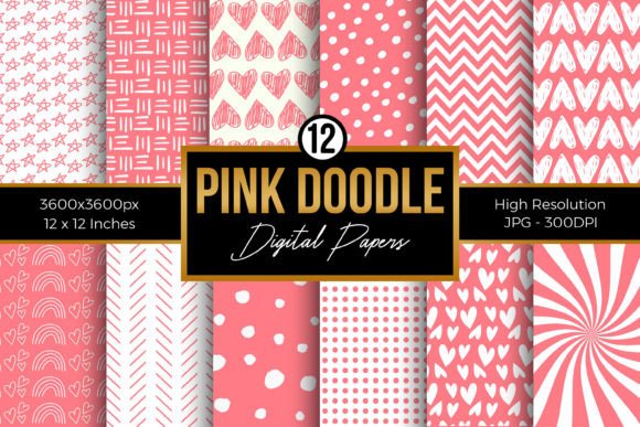 Download Cute Pink Doodle Digital Paper - Premium Bundle
