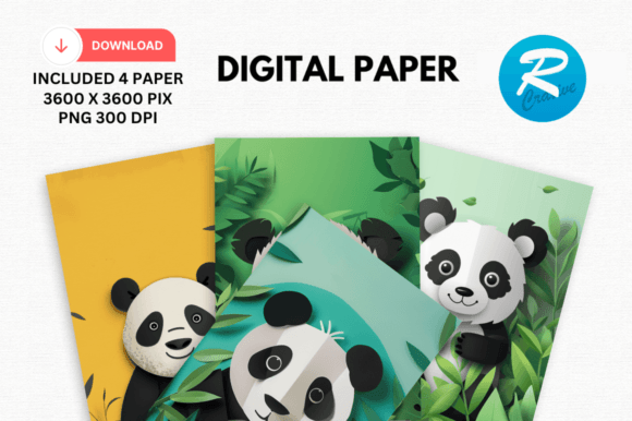 Download Watercolor Cute Panda Digital Paper - Paper Collection