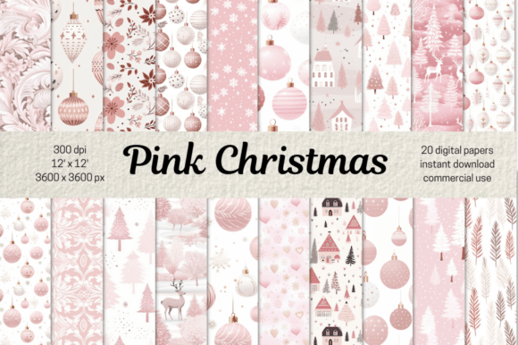 Download Pink Christmas Digital Paper Background - Paper Collection
