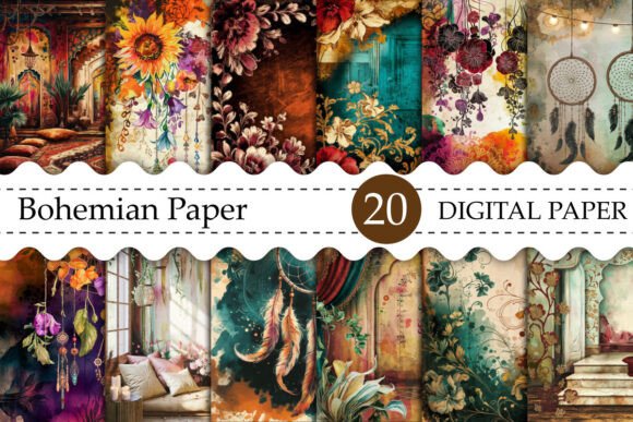 Download Bohemian Digital Paper Bundle - Paper Collection