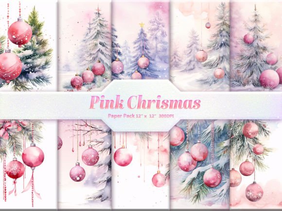 Download Pink Christmas Digital Paper Pack - Paper Collection