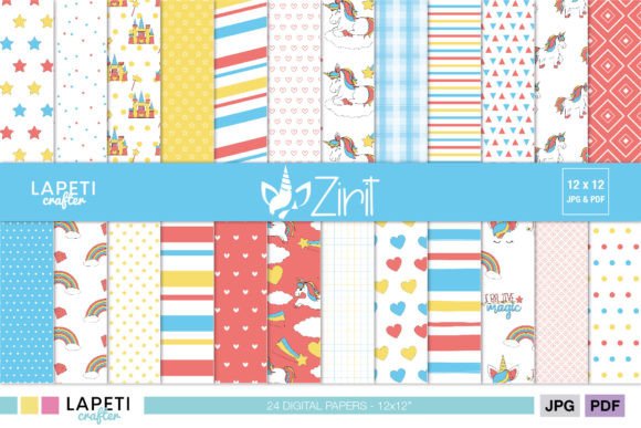 Download Unicorn Digital Paper Pack for Scrapbook - Paper Collection