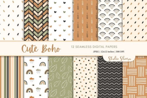 Download Cute Boho Digital Paper Pack - Paper Collection