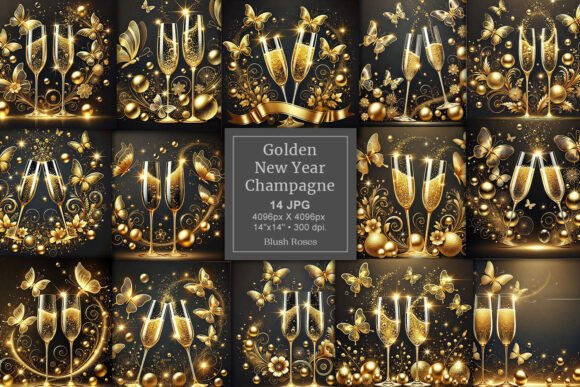 Download Golden New Year Champagne Glass Paper - Paper Collection