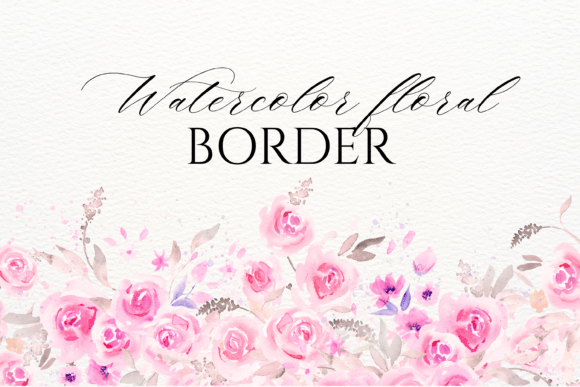 Download Watercolor Pink Roses Floral Border PNG - Floral border png Collection