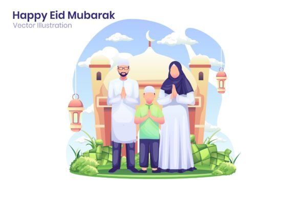 Download Happy Eid Mubarak Flat Illustration - Eid mubarak Collection