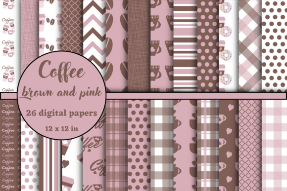 Download Coffee Brown and Pink Digital Papers - Brown Collection