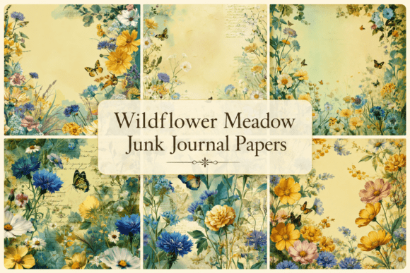Download Wildflower Meadow Junk Journal Papers - Paper Collection