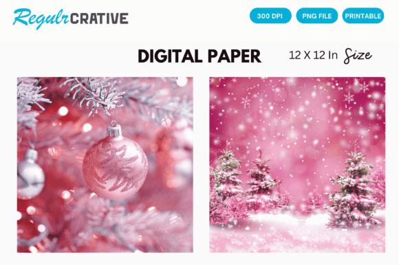 Download Printable Pink Christmas Digital Paper - Paper Collection