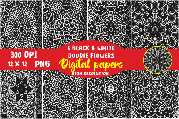 Download Black and White Doodle Digital Paper - Premium Resources
