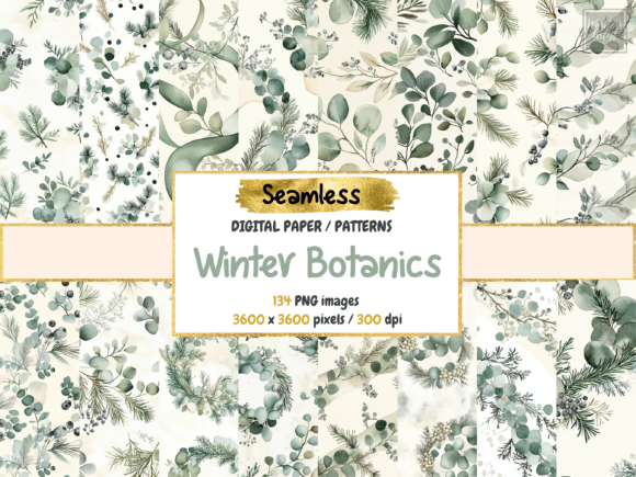 Download Winter Botanics Seamless Digital Paper - Paper Collection