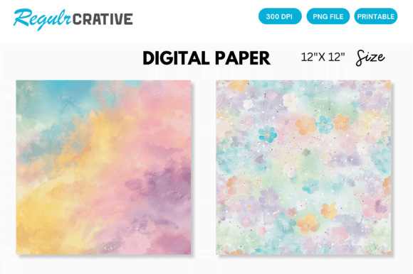 Download Rainbow Color Pastel Digital Paper Pack - Paper Collection