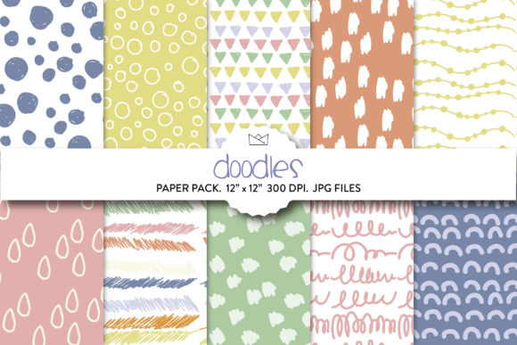 Download Pastel Doodle Digital Paper, Hand Draw - Premium Resources
