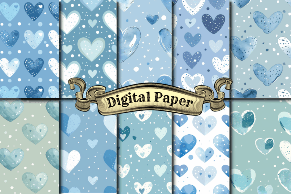 Download Vintage Blue Hearts Digital Papers - Paper Collection