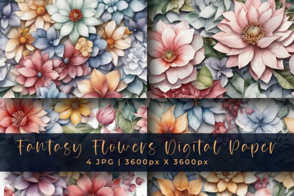 Download Fantasy Flowers Digital Paper Pattern - Paper Collection